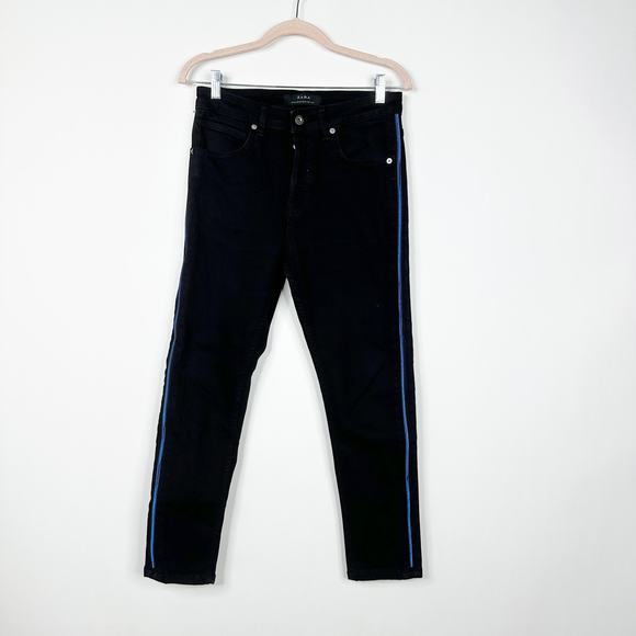 Zara Denim - 2/$30 ZARA Side Zipline Skinny Jeans Button-fly High Rise Black 30 #8399